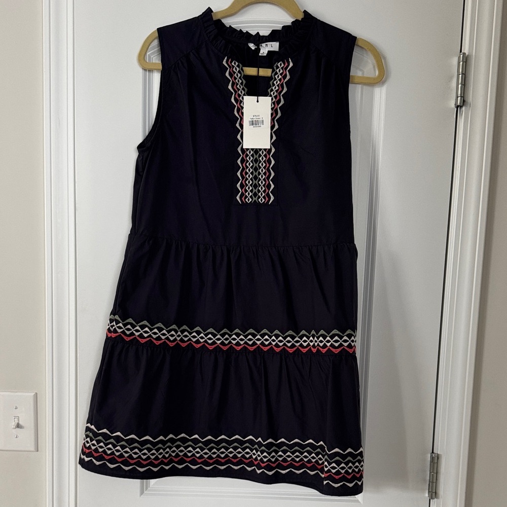 Sleeveless Black Embroidered Tiered Dress